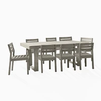 Portside Outdoor Dining Set: 76.5 Rectangle Table, Weathered Gray + Chair - Gray, Set of 2