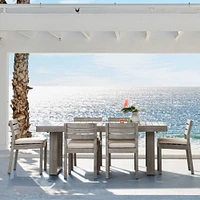 Portside Outdoor Dining Set: 76.5 Rectangle Table, Weathered Gray + Chair - Gray, Set of 2