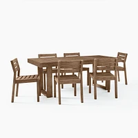 Portside Outdoor Dining Set: 76.5 Rectangle Table, Weathered Gray + Chair - Gray, Set of 2