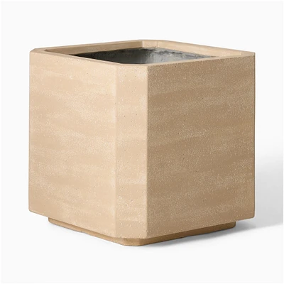 Beveled Medium Square Planter, Ficonstone, White