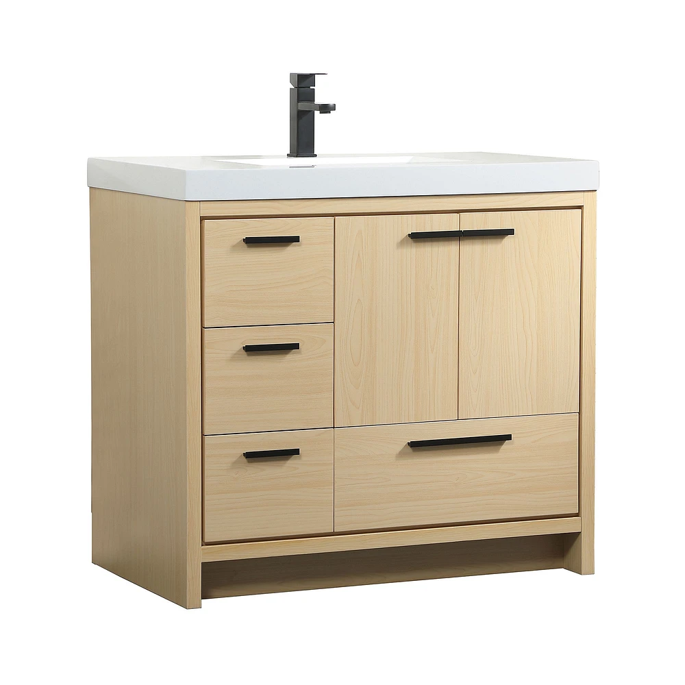 Donovan Single Bathroom Vanity, 24", Natural Oak