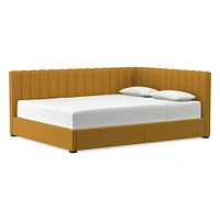 Avalon Corner Storage Bed Queen Yarn Dyed Linen Weave Alabaster