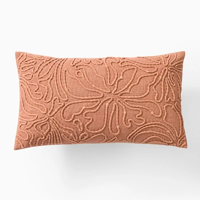 Corded Floral Pillow Cover, 12x21, Baked Clay