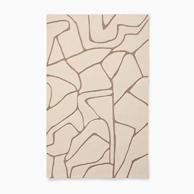 Sonora Tufted Wool Rug, Alabaster, 5'x8'