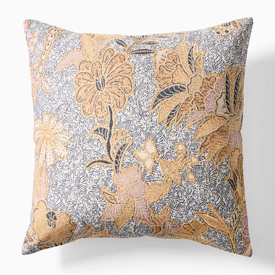 Ellory Floral Pillow Cover, 20x20, Navy