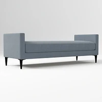 Anton End of Bed Bench, Poly, Yarn Dyed Linen Weave, Alabaster, Polished Dark Pewter