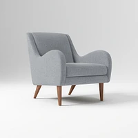Sebastian Chair, Poly , Yarn Dyed Linen Weave, Alabaster, Pecan