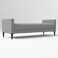 Anton End of Bed Bench, Poly, Yarn Dyed Linen Weave, Alabaster, Polished Dark Pewter
