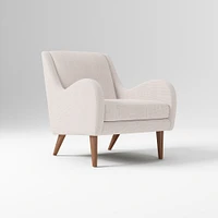 Sebastian Chair, Poly , Yarn Dyed Linen Weave, Alabaster, Pecan