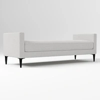 Anton End of Bed Bench, Poly, Yarn Dyed Linen Weave, Alabaster, Polished Dark Pewter