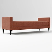 Anton End of Bed Bench, Poly, Yarn Dyed Linen Weave, Alabaster, Polished Dark Pewter