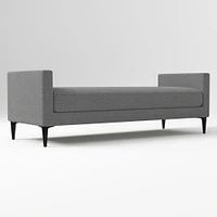 Anton End of Bed Bench, Poly, Yarn Dyed Linen Weave, Alabaster, Polished Dark Pewter