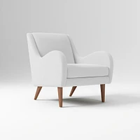 Sebastian Chair, Poly , Yarn Dyed Linen Weave, Alabaster, Pecan