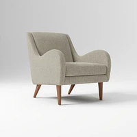 Sebastian Chair, Poly , Yarn Dyed Linen Weave, Alabaster, Pecan