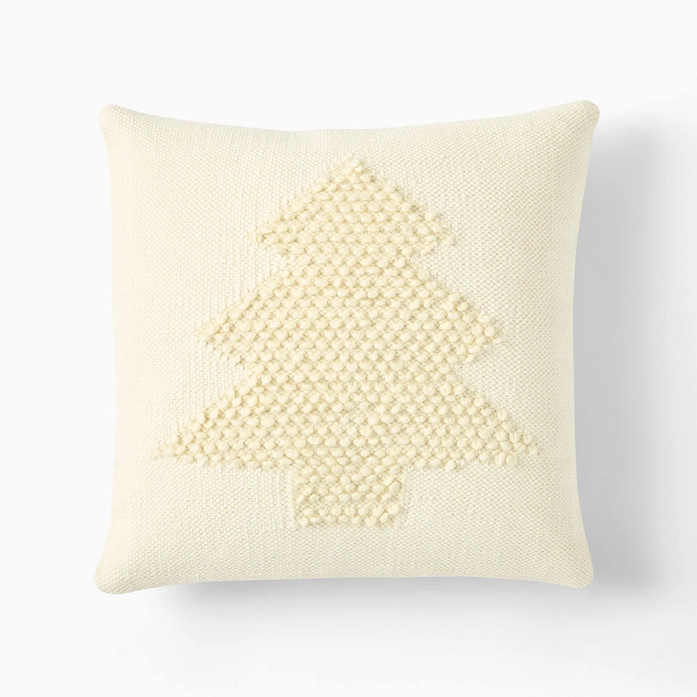 Looped Trees Pillow Cover, 18x18, Alabaster