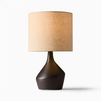 Asymmetric Ceramic Table Lamp Reactive Sage Natural Linen (17")