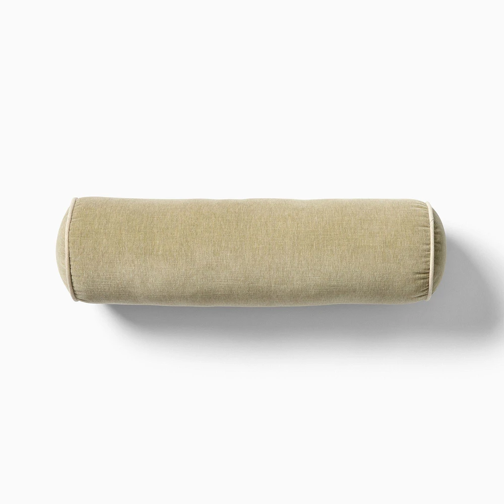 Cotton Velvet Bolster Pillow, 6x20, Adobe Rose