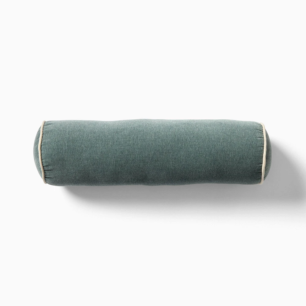 Cotton Velvet Bolster Pillow, 6x20, Adobe Rose