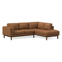 Dekalb 102" Left 2-Piece Bumper Chaise Sectional, Saddle Leather, Nut, Acorn