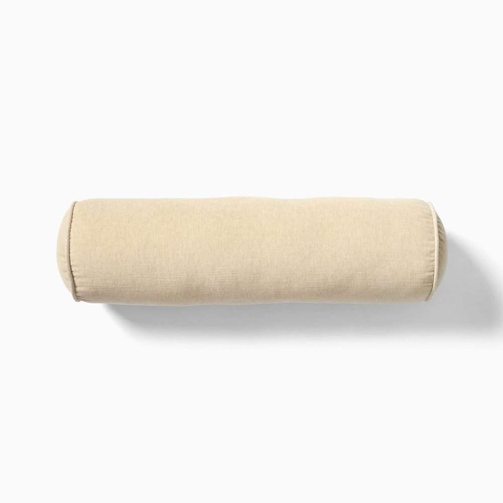Cotton Velvet Bolster Pillow, 6x20, Adobe Rose