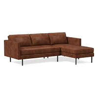 Axel 91" Left 2-Piece Chaise Sectional, Saddle Leather, Nut, Metal