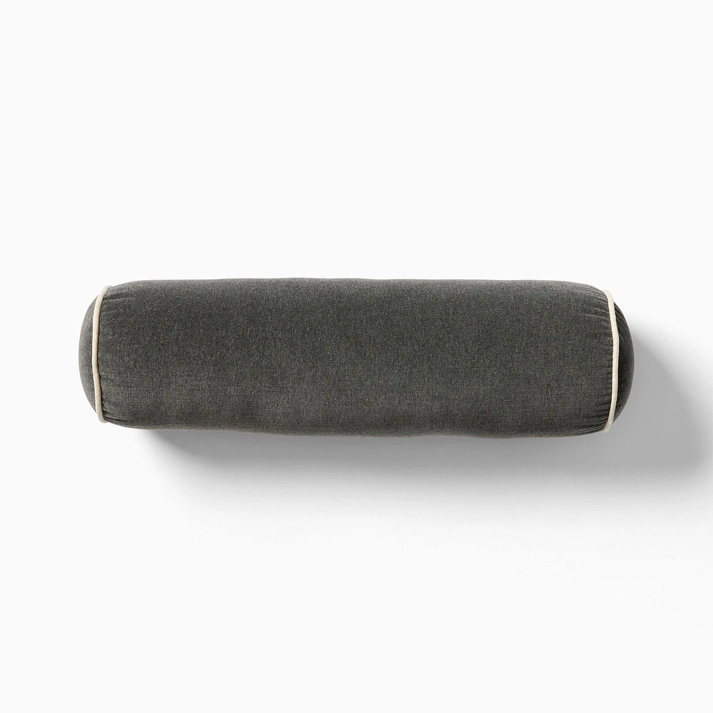 Cotton Velvet Bolster Pillow, 6x20, Adobe Rose