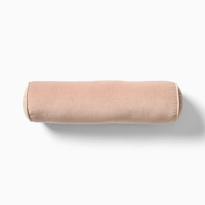 Cotton Velvet Bolster Pillow, 6x20, Adobe Rose