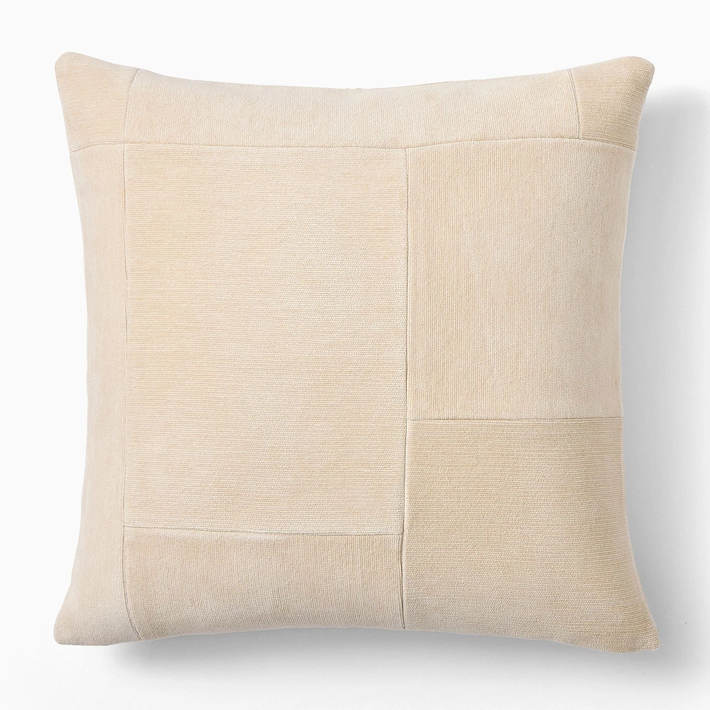 Patchwork Chenille Pillow Cover, 20x20, Sand