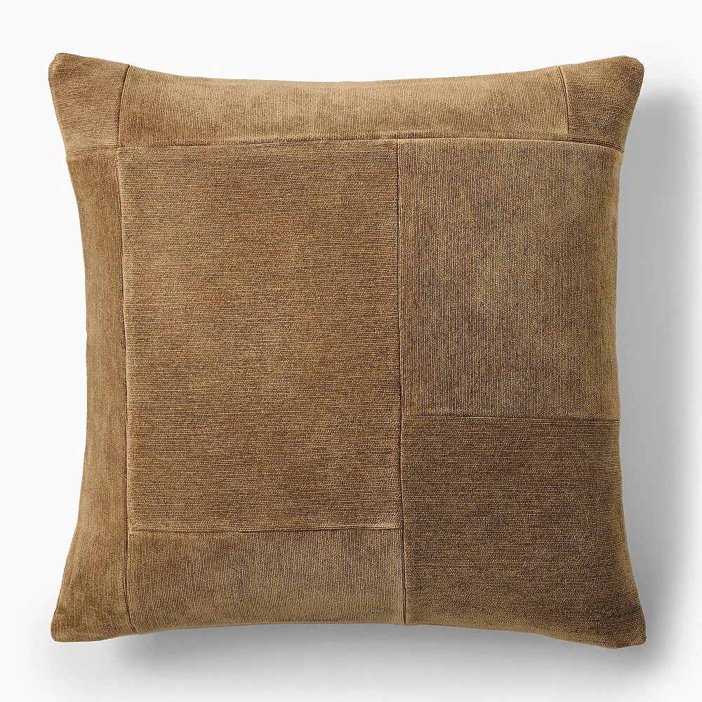 Patchwork Chenille Pillow Cover, 20x20, Sand