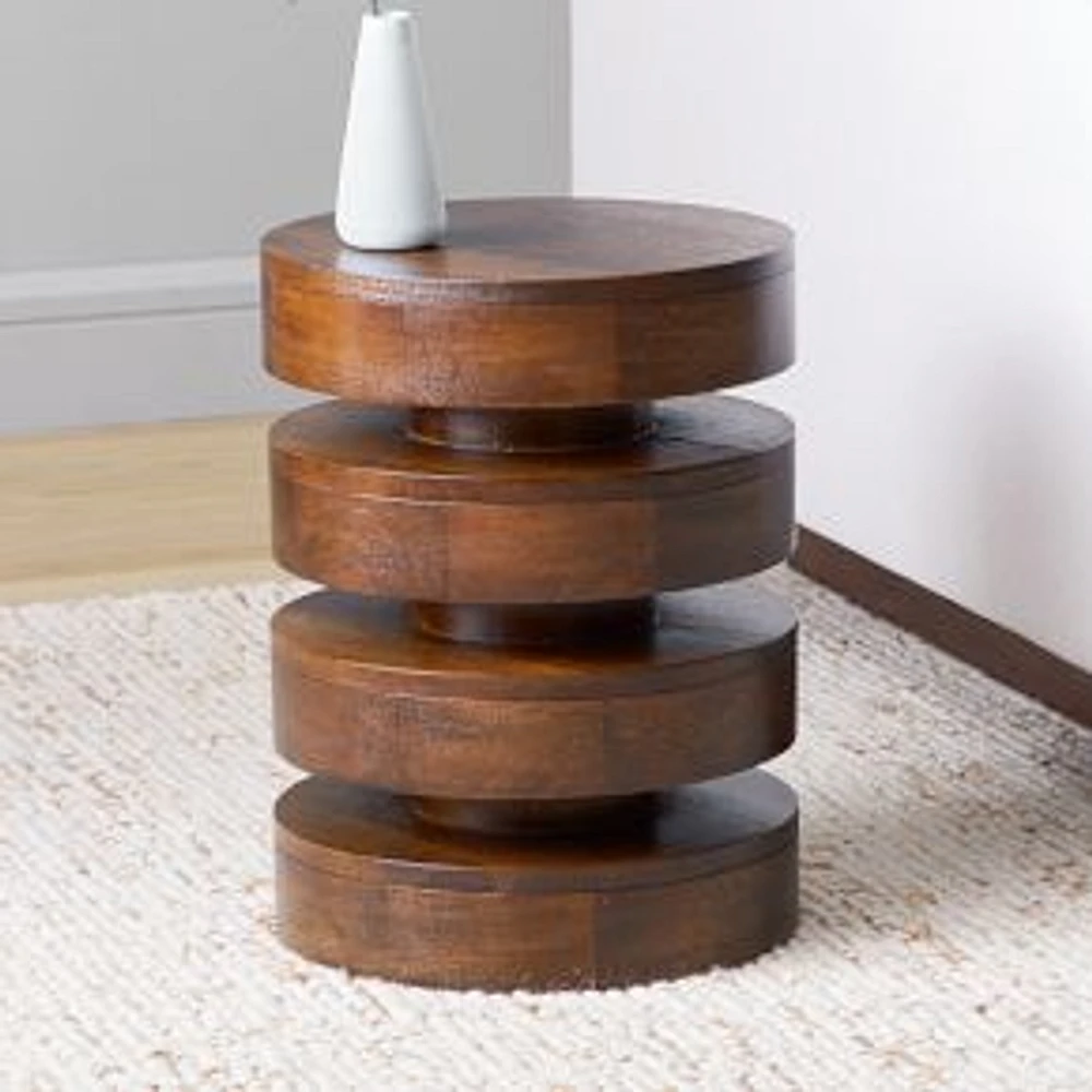 Floating Disks 13" Side Table, Dark Walnut