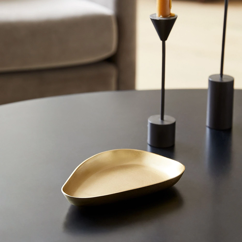 Organic Metal Tray, Large, Light Brass
