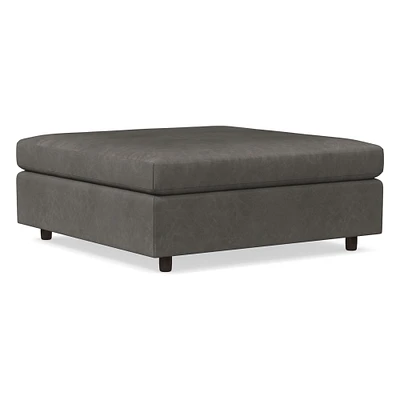 Easton Ottoman, Down, Saddle Leather, Nut, Concealed Supports