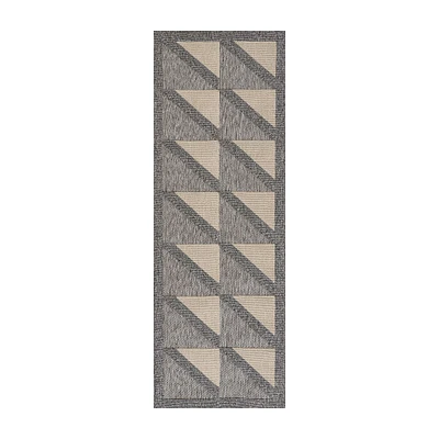 Vines Outdoor Performance Rug, 2.5'x7.5' Runner, Gray