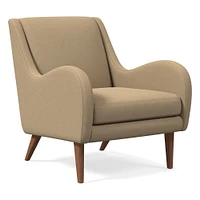 Sebastian Chair, Poly , Yarn Dyed Linen Weave, Alabaster, Pecan