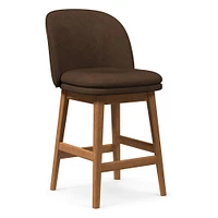 Wayne Counter Stool Armless, Saddle Leather, Nut, Cool Walnut
