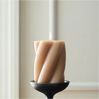 Chunky Twist Pillar Candle, White, 3x4