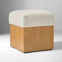 Suffolk Ottoman, Cozy Shearling Ivory, Almond