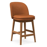 Wayne Counter Stool Armless, Saddle Leather, Nut, Cool Walnut