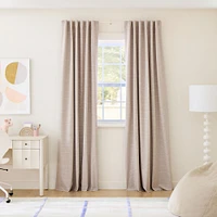 Chambray Tack Stripe Curtain with Blackout, Taupe, 48x84