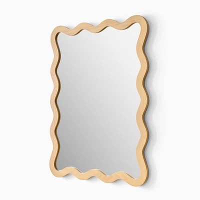 Wavy Wood Wall Mirror, Ash, 35x47