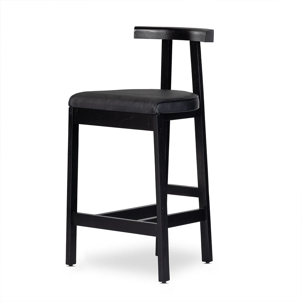 Tex Bar Stool, Solid Rosa Morada, Natural Leather