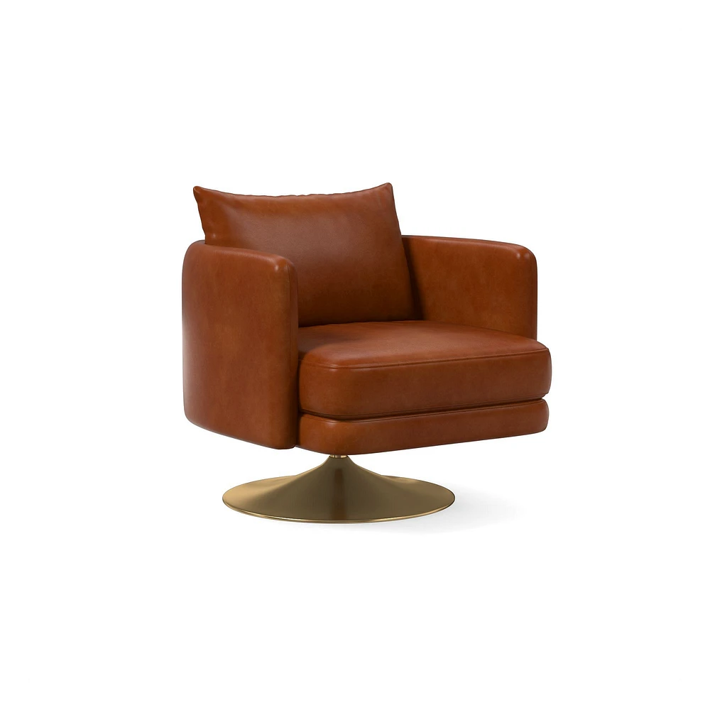 Auburn Swivel Chair Poly Saddle Leather Nut Dark Bronze