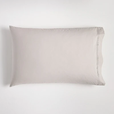 400TC Organic Percale Pleated Edge Standard  Pillowcase, White