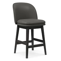 Wayne Counter Stool Armless, Saddle Leather, Nut, Cool Walnut