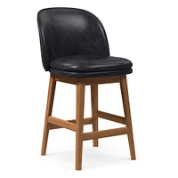 Wayne Counter Stool Armless, Saddle Leather, Nut, Cool Walnut