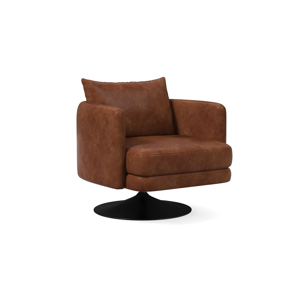 Auburn Swivel Chair Poly Saddle Leather Nut Dark Bronze