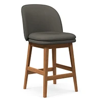 Wayne Counter Stool Armless, Saddle Leather, Nut, Cool Walnut