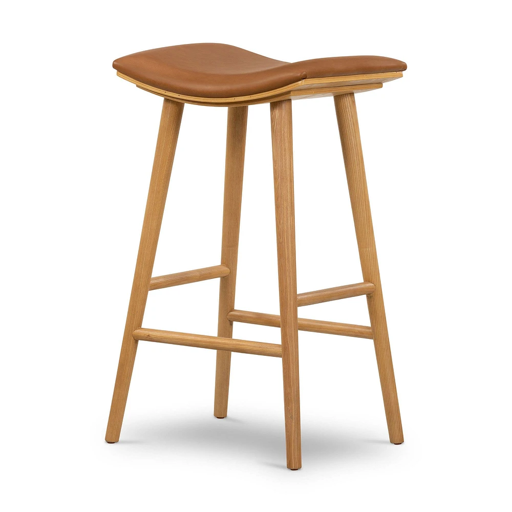 Oak Wood Saddle Bar Stool