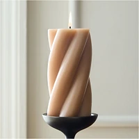 Chunky Twist Pillar Candle, White, 3x4