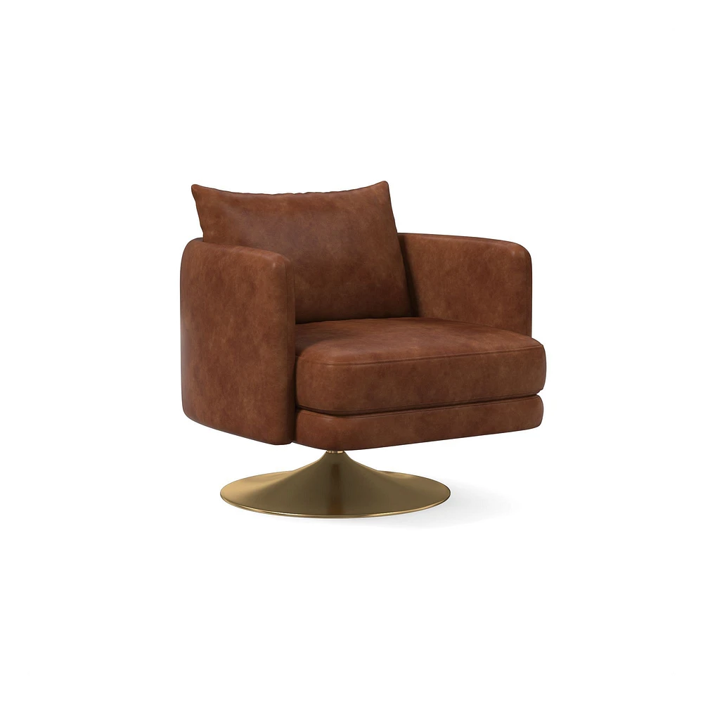 Auburn Swivel Chair Poly Saddle Leather Nut Dark Bronze
